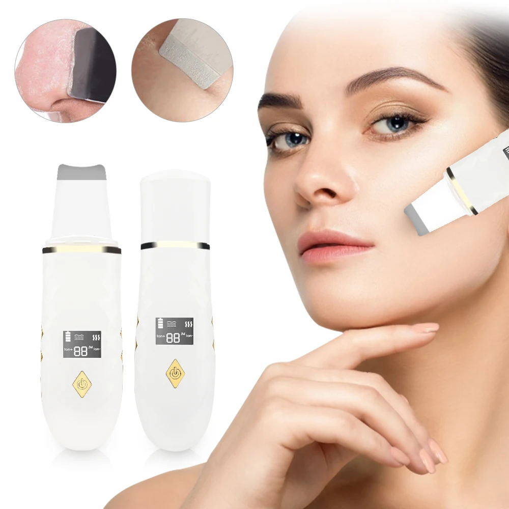 

New Skin Scrubber Ultrasonic Facial Skin Spatula Heating Facial Cleansing Blackhead Remover Extractor Face Cleaning Tool