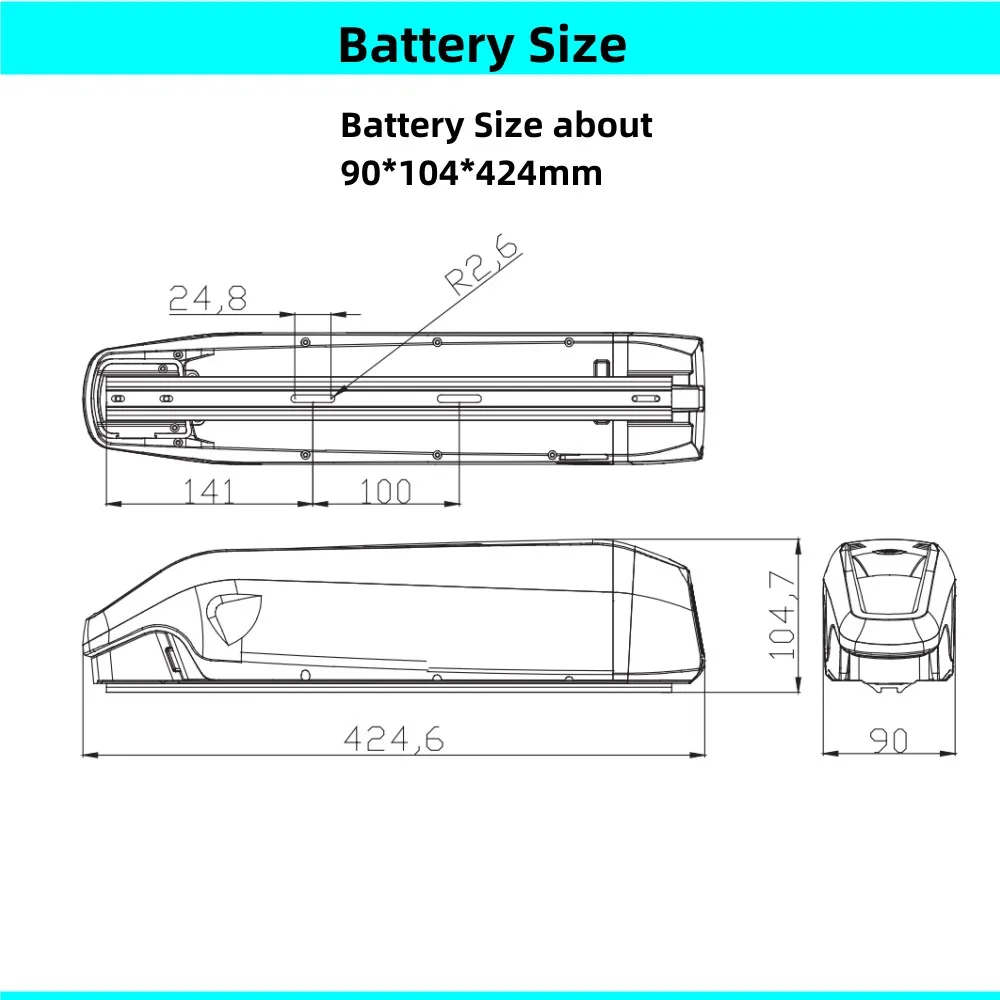 Литий-ионный аккумулятор для электронного велосипеда с боковым открытием 36 В 13