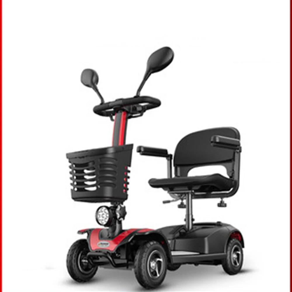 

2023 Tricycle électrique pliable et léger à quatre roues avec batterie au Lithium pour personnes handicapées, Scooter pour