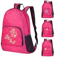 lightweight portable foldable daisy print pink backpack folding bag ultralight outdoor pack for women men travel hiking sports