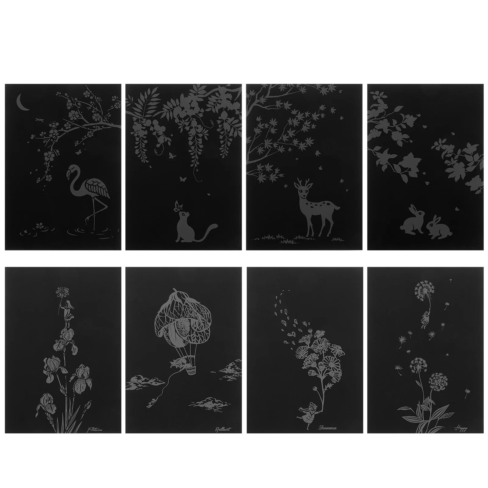 

8 Pcs Scratch Painting Children DIY Cards Party Favors Gift Off Kids Toy Small Plants View Scratchboard Paper Bamboo