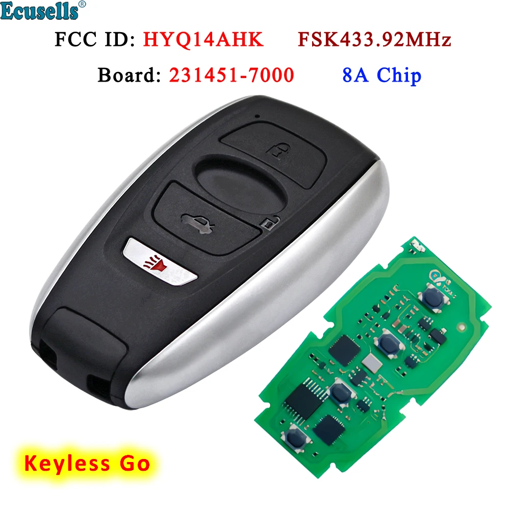Смарт-пульт дистанционного управления Ecusells с 4 кнопками 433 92 МГц 8 А чип для Subaru Legacy