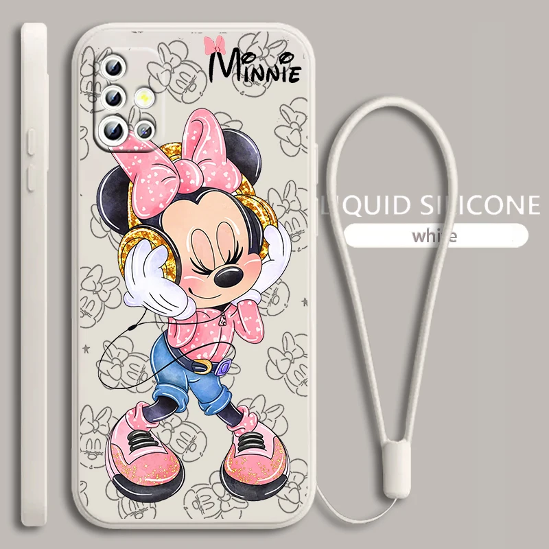 

Minnie Pink Cute For Samsung Galaxy A71 A51 A81 A91 A41 A31 A21S A11 A01 A50 A30 A20S Liquid Rope Soft Phone Case Coque Capa