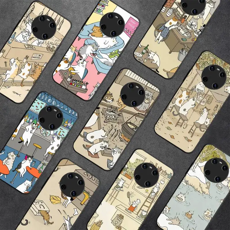 

Japanese Cat Drink Phone Case for Huawei Y 6 9 7 5 8s prime 2019 2018 enjoy 7 plus