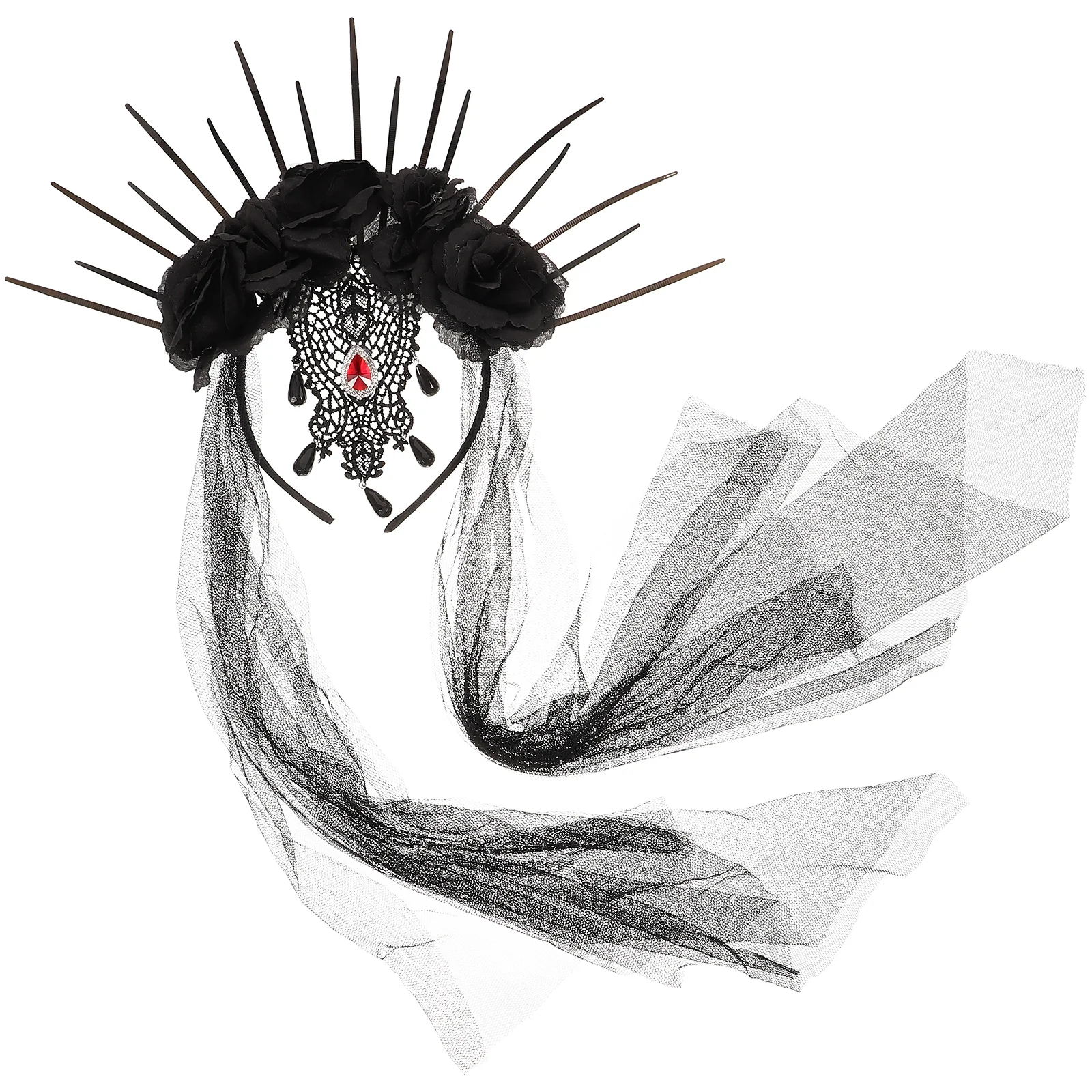 

Unique Hair Decor Cosplay Headband Halloween Veil Ornament Funny Hairband Black Party Long
