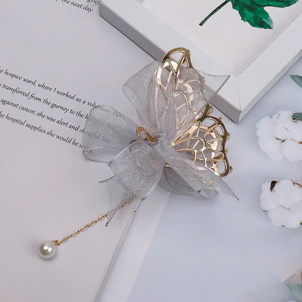 

Винтажная сетчатая заколка для волос с бантом, заколка-краб с подвеской, аксессуары для волос F6S3