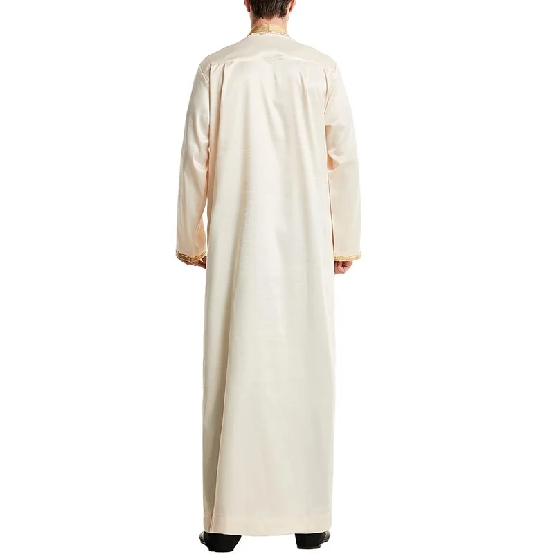 Muslim Fashion Men Jubba Thobe Arabic Casual Blouse Long Robes Gown Dubai Kaftan Islamic Clothing Prayer White Shirt Abaya Dress