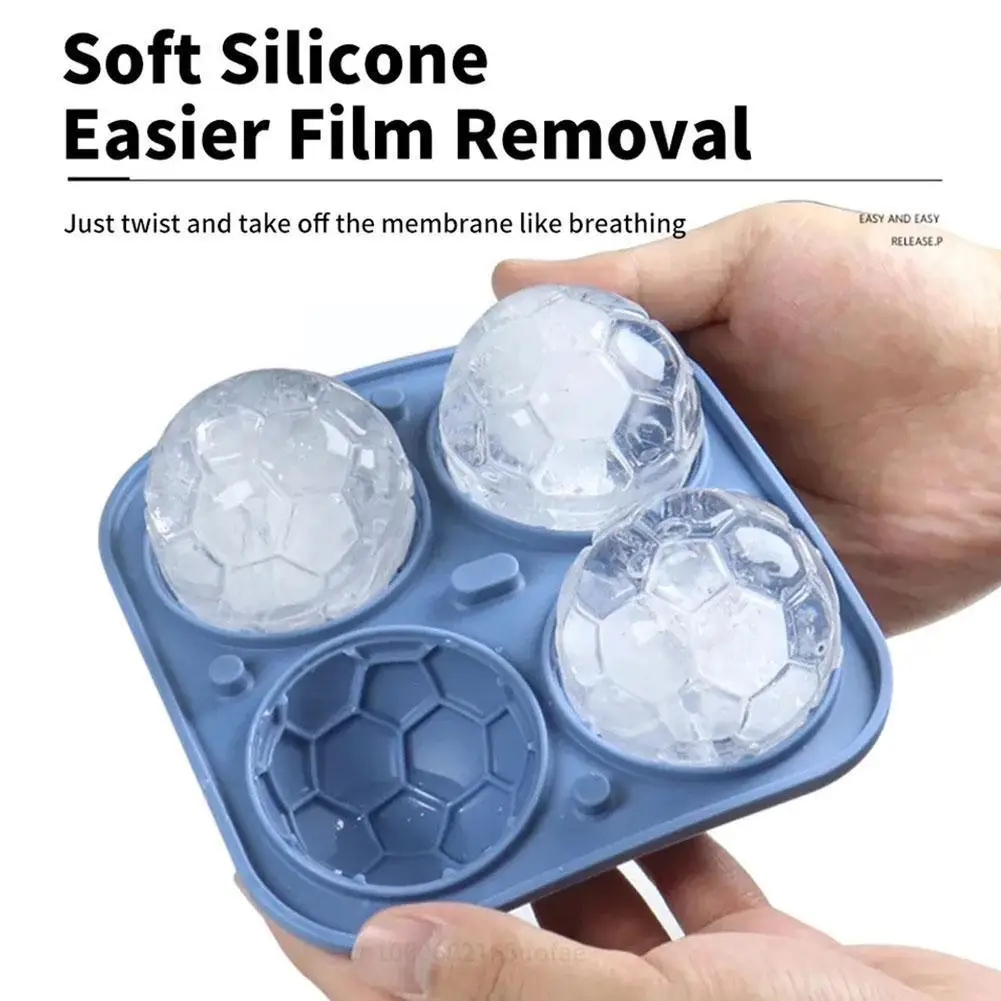 

3D Football Ice Molds 2.5 Inch Large Ice Cube Trays Make Cute Basketball Ball Fun 4 Make Giant Rubber Ice Ice Silicone Shap T6A8