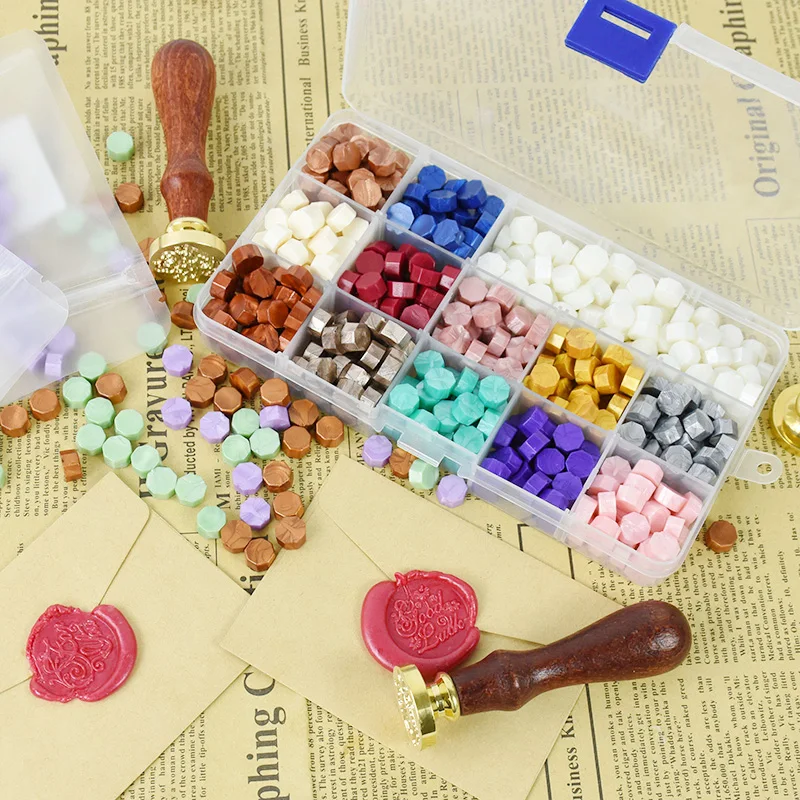 

100Pcs/Bag Retro Wax Seal Colored Wax Beads DIY Scapbooking Octagon Sealing Stamp For Envelope Letter Wedding Party Invitation