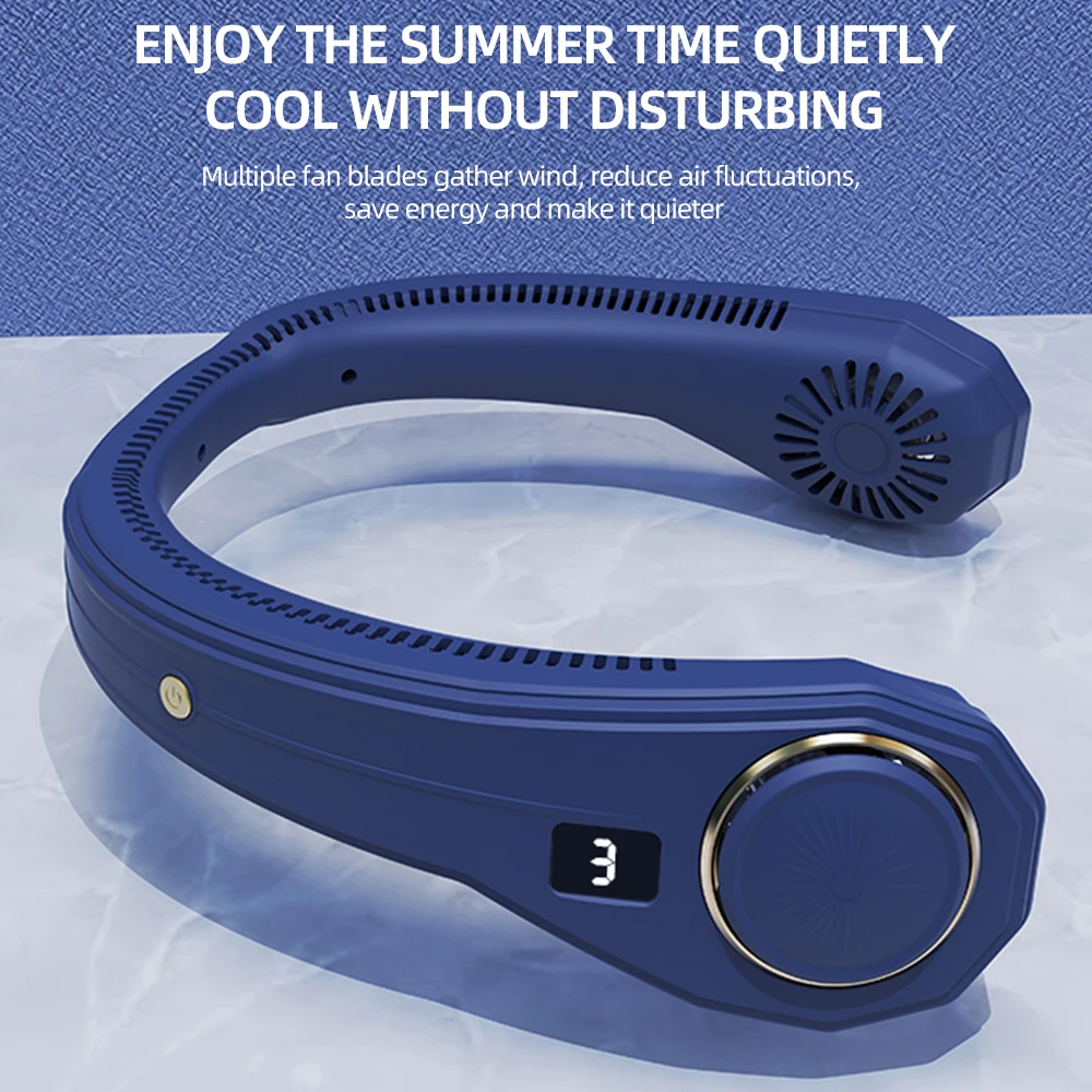 

Summer Portable Mini Neck Fan Portable USB Rechargeable Hanging Fans Air Cooling Wearable Neckband Fans Personalized