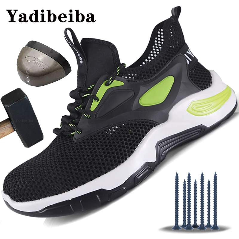 

Work Sneakers Breathable Mesh Safety Shoes Men Women Work Shoes Anti-Smash Construction Shoes Steel Toe Work Safety Boots Man