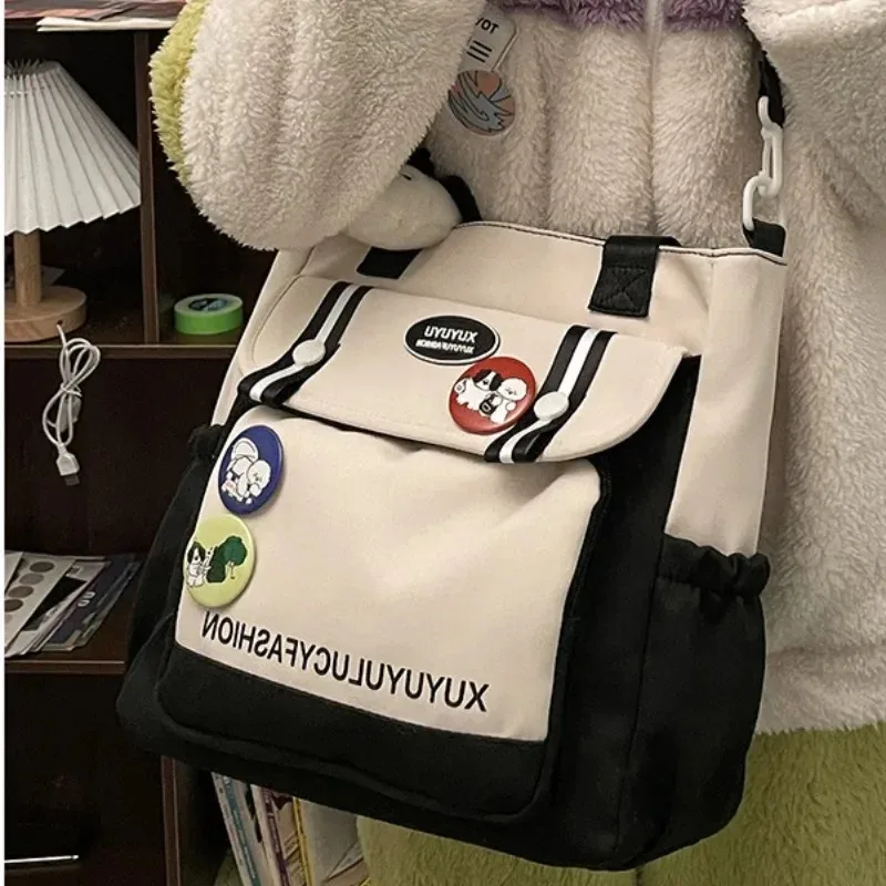 Японская Большая Сумка Через Плечо Контрастного Цвета Для Студентов Унисекс