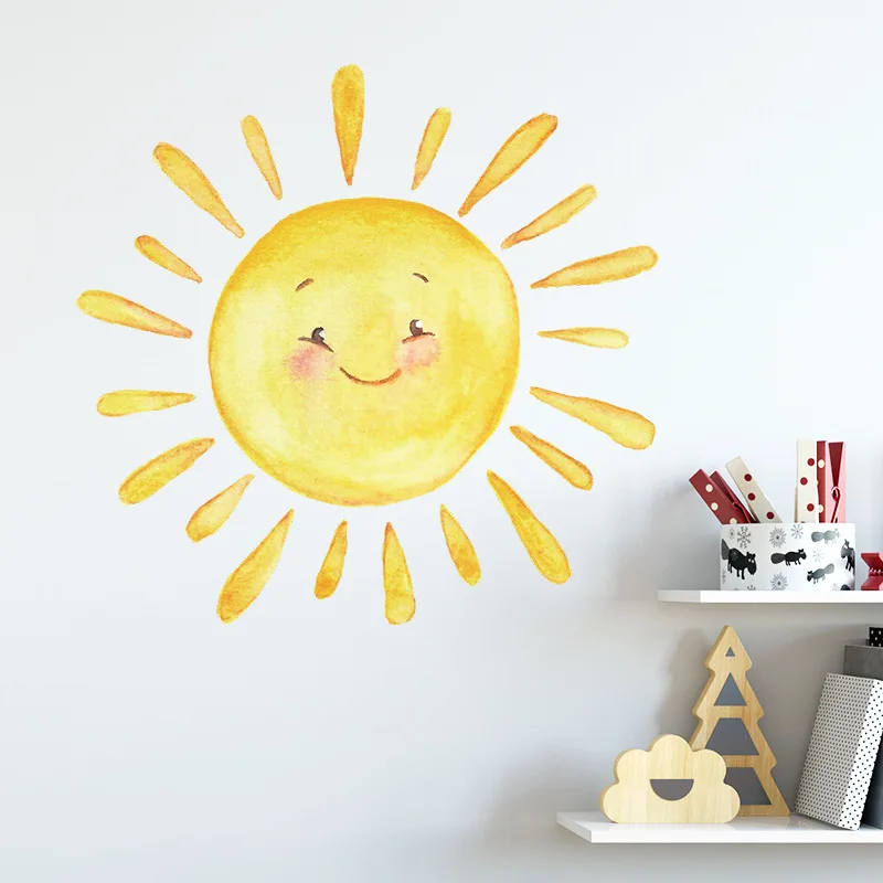 

Cartoon painted sun children bedroom porch home PVC wall background decorative DIY wall stickers self-adhesive room decoration