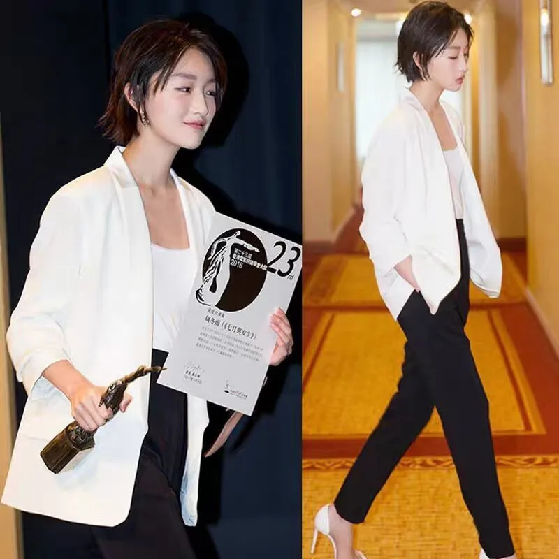 Chic White Blazers for Women Spring 2023 Casual Coat Black Female Jacket Suit Basic Slim Summer Blazer Ladies Tops Office Korean