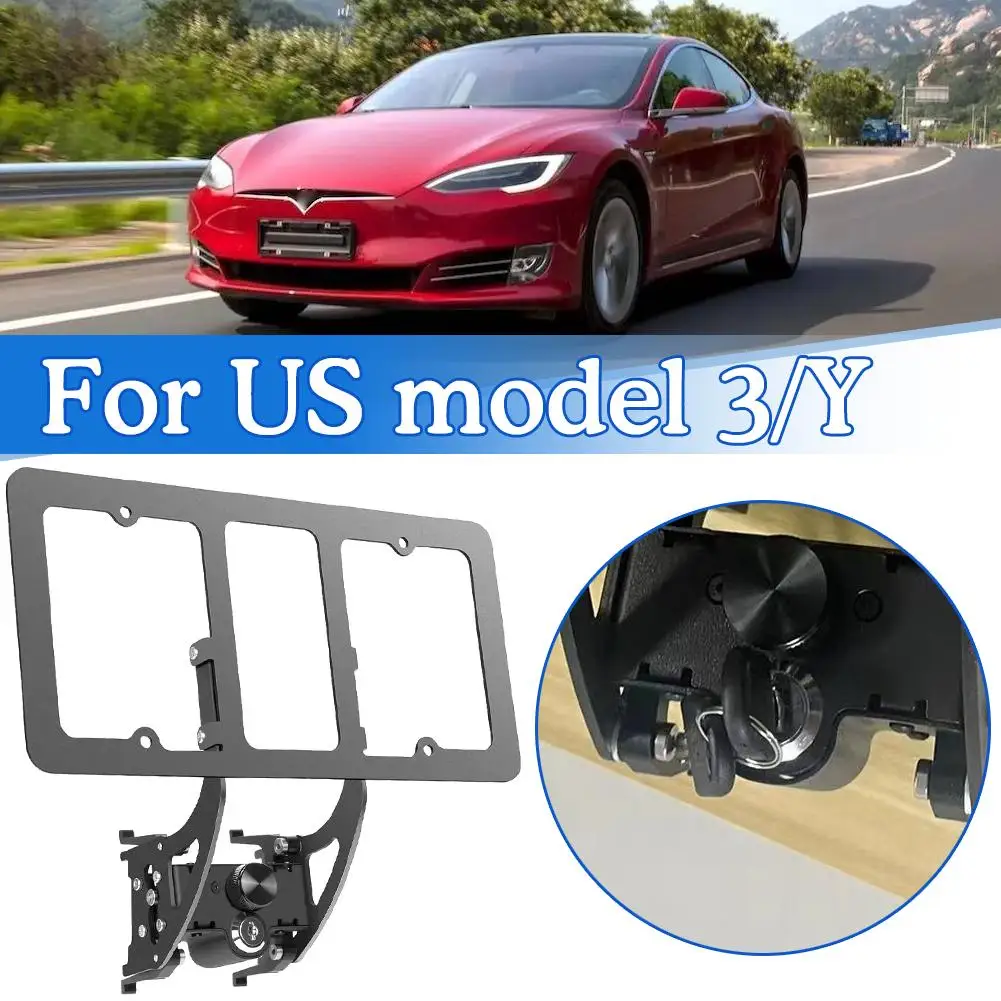 

For Tesla Model 3 Y No Drill Front License Plate Holder With Mounting Anti-theft Features Bracket Kit Plate License K7h7