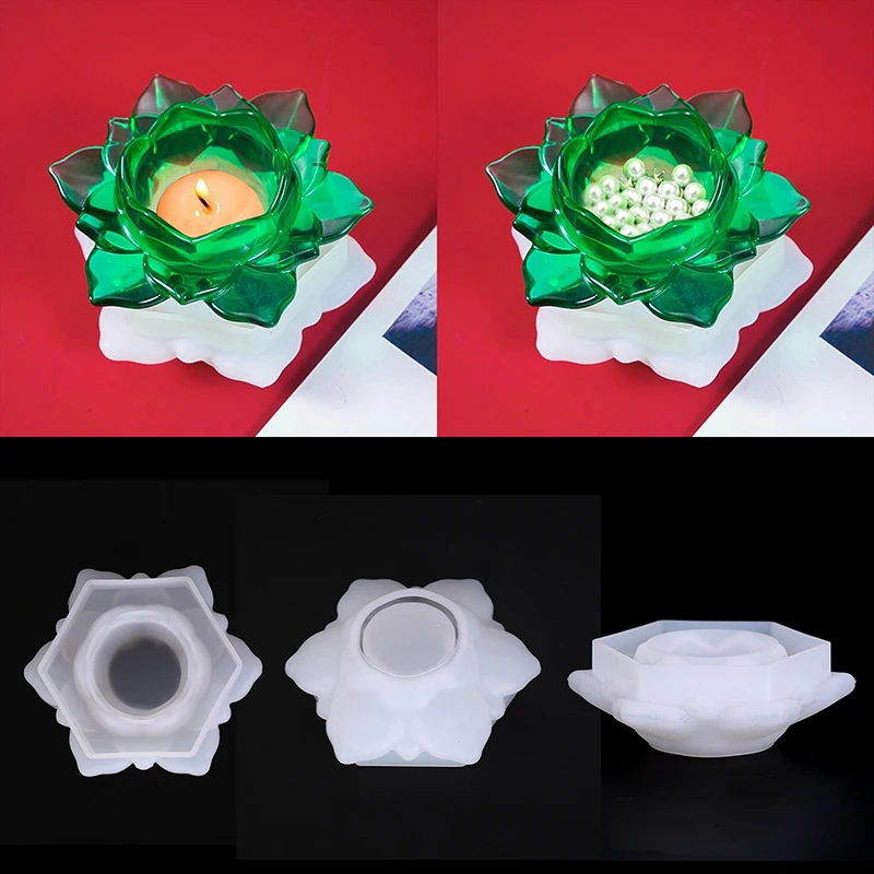 DIY Storage Box Crystal Epoxy Resin Mold 3D Lotus Candle Holder Silicone Mould | Дом и сад