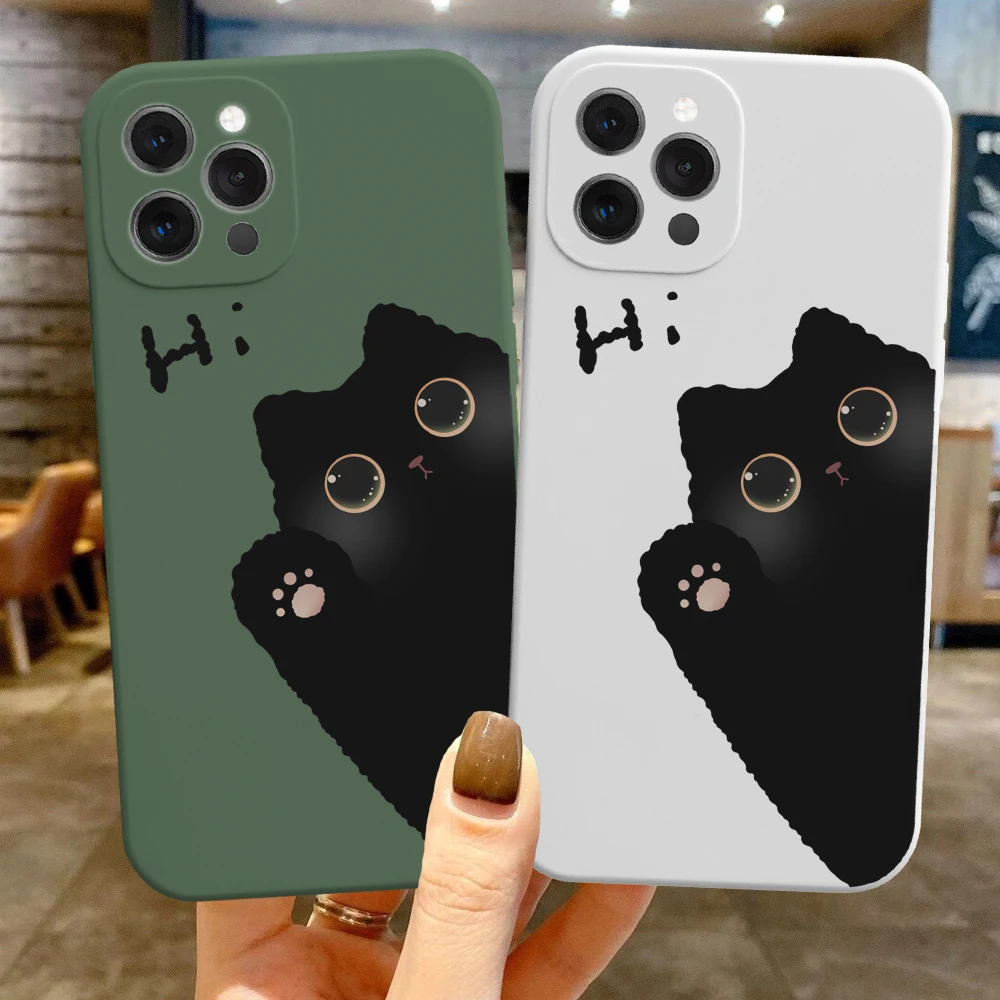 Чехол карамельного цвета для телефона iPhone 11 Pro Max 13 12 Mini X XR 7 8 Plus, милые мультяшные животные, кошки, мягкий чехол из тпу для iPhone 14Pro, силиконовый чехол