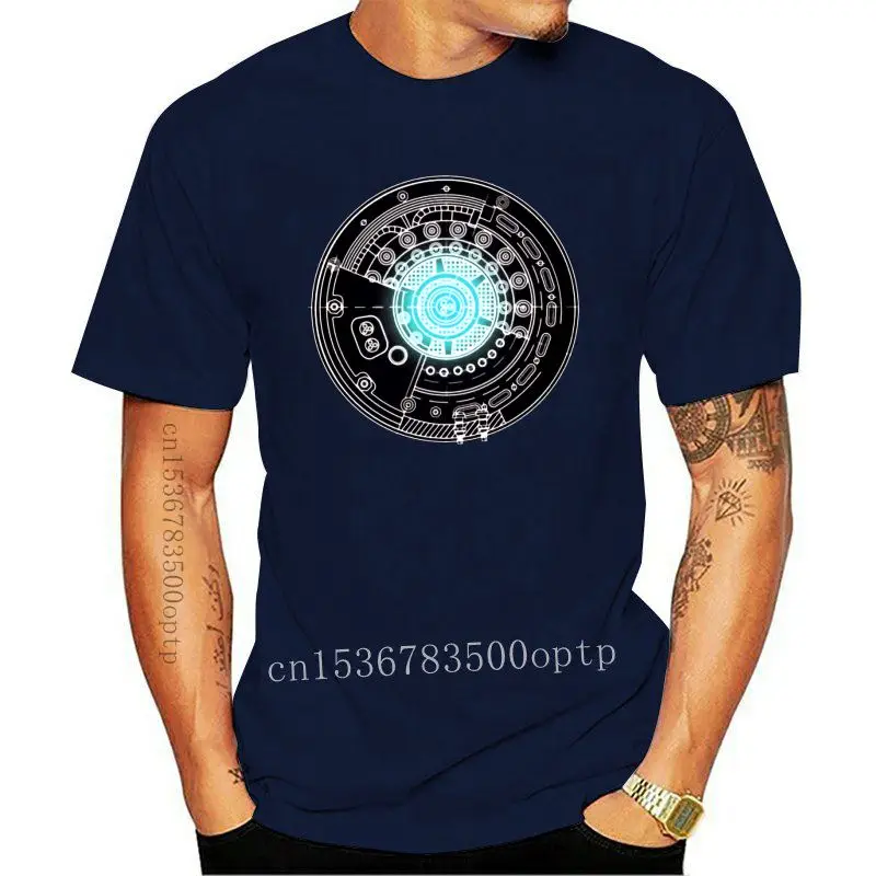 

Camiseta Stark Industries para hombre, camisa con estampado impresionante de Reactor en el pecho, 100 algodón, manga corta, info