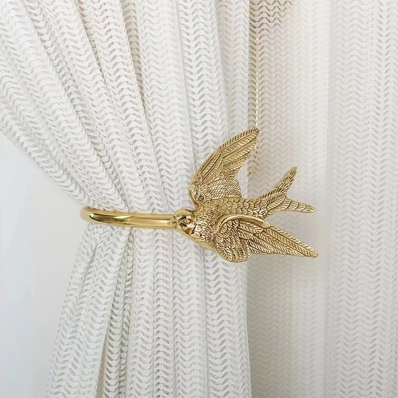 Fashion U Bird-shaped Brass Curtain Holdback Accessories Buckle Wall Hooks Metal Curtain Holder Window Home Decor Wall Mounted