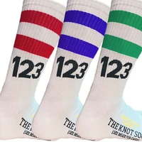 3 pairs harajuku style alphabet socks women men cotton breathable outdoor sports sock skateboard long socks hip hop unisex sock