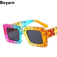 boyarn fashion colorful hollow sunglasses shades street concave shape glasses fashion retro large frame square sungglasses