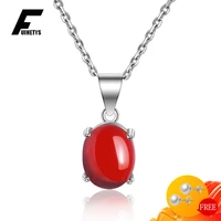 vintage necklace oval ruby gemstone pendant 925 silver jewelry accessories for women wedding engagement party gifts wholesale