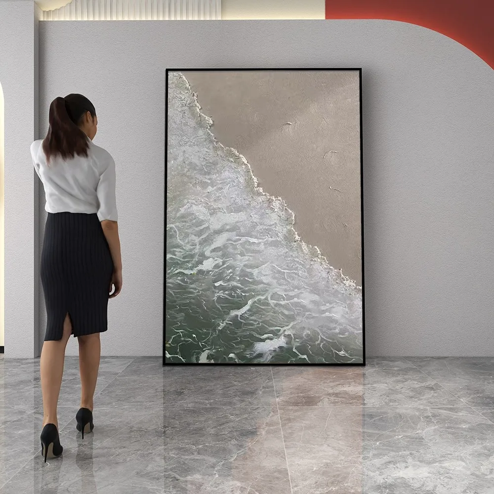 

Abstract Knife 3D Wave Pictures Oil Painting Without Frame Handmade On Canvas Hanging For Living Dinner Room Washroom Art