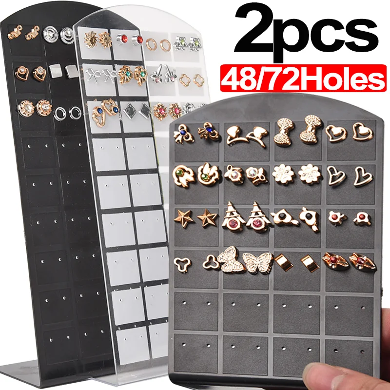 

2Pcs Transparent Plastic Display Panel Bracket Women Earrings Display Rack Showcase Holder Simple Fashion Jewelry Storage Tool
