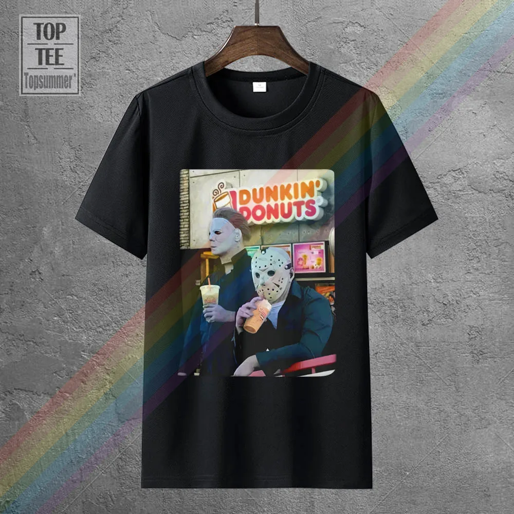 

Michael Myers And Jason Voorhees Drink Dunkin’ Donuts Halloween Shirt Summer Style Tee Shirt