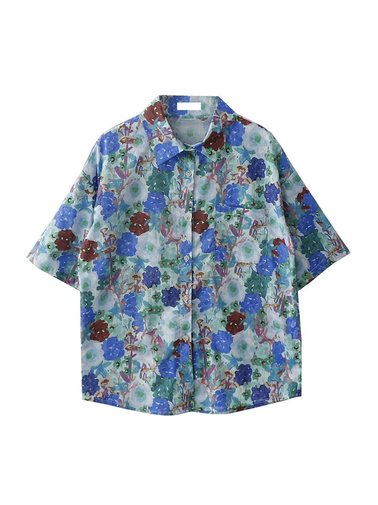 

Женская винтажная рубашка с коротким рукавом, свободная блузка в Корейском стиле, Повседневная Уличная одежда в стиле оверсайз, лето 2023