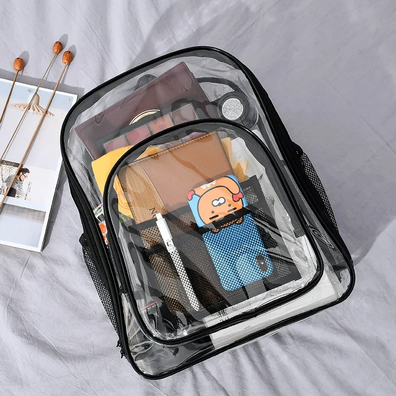 Transparent PVC Set Bag Waterproof Backpack Unisex Large Capacity Backpack Solid Clear Backpack Couple Fashion Bagback images - 6