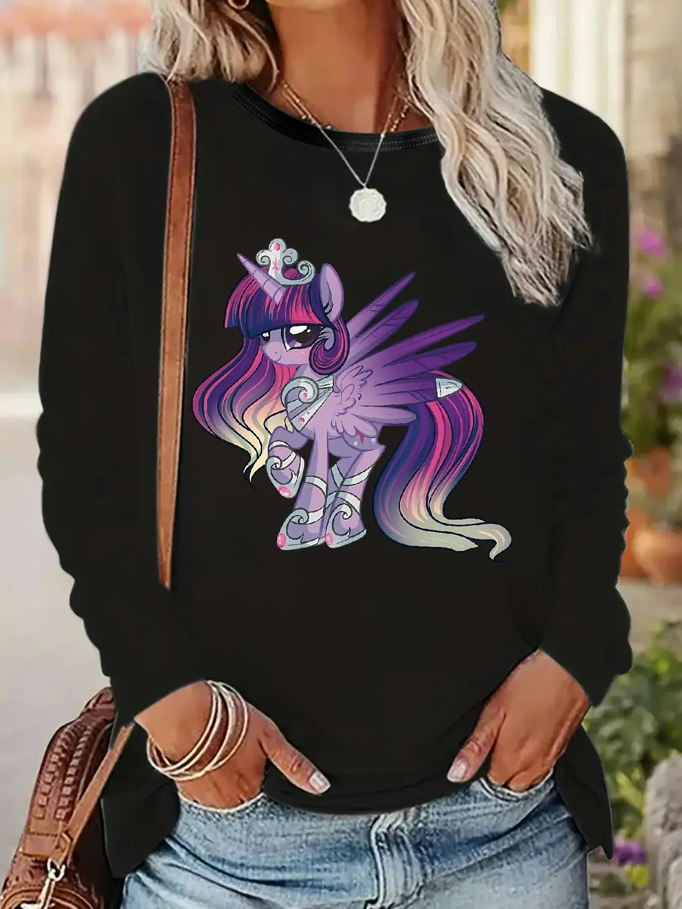 Фото Футболки с длинными рукавами и круглым вырезом MY LITTLE PONY M2625 (66), 95% полиэстер + 5% эластан, весенне-летние повседневные топы для активного отдыха №2