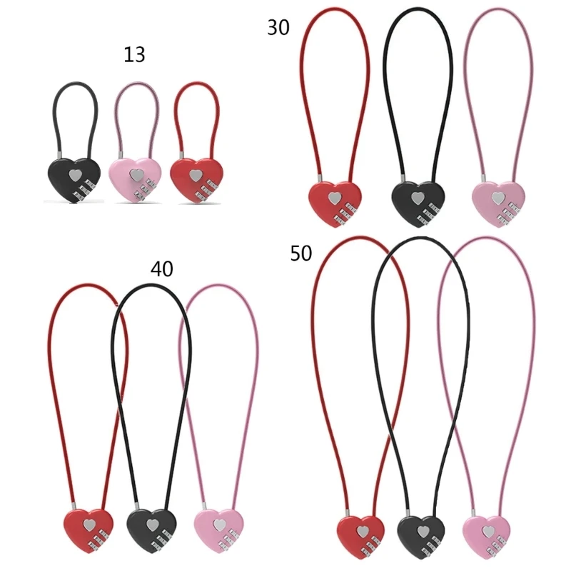 

Solid Wish-Lock Heart Shape Padlock for Lovers Wedding Padlock Long Wire Rope-Lock Anniversary Valentines Day Gift