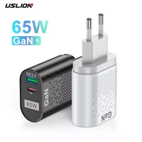 uslion 65w gan pd usb type c charger quick charge qc 4 0 qc 3 0 portable usb c charger fast charging for iphone 13 macbook ipad