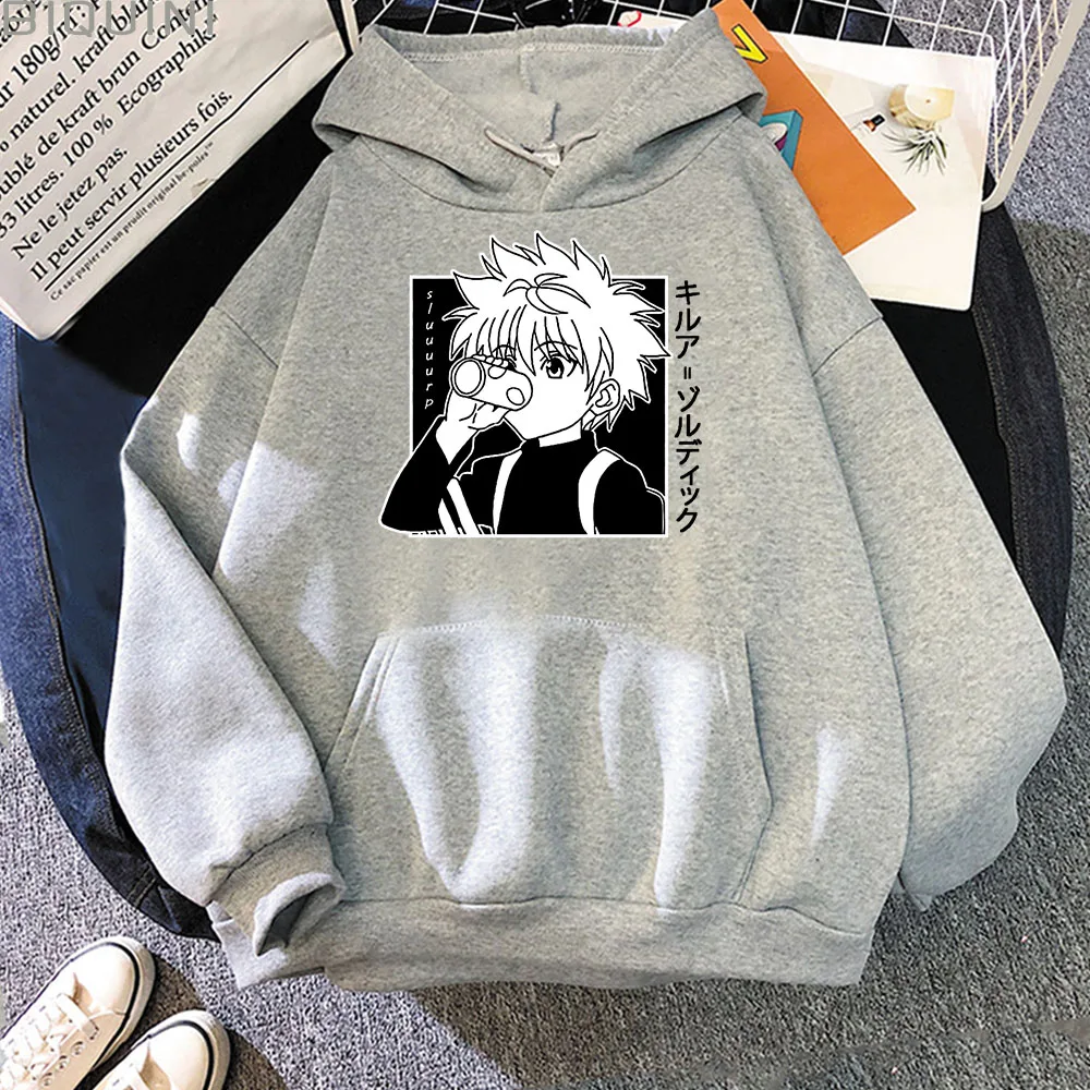 Толстовка Killua с капюшоном для женщин и мужчин кавайная свободная толстовка