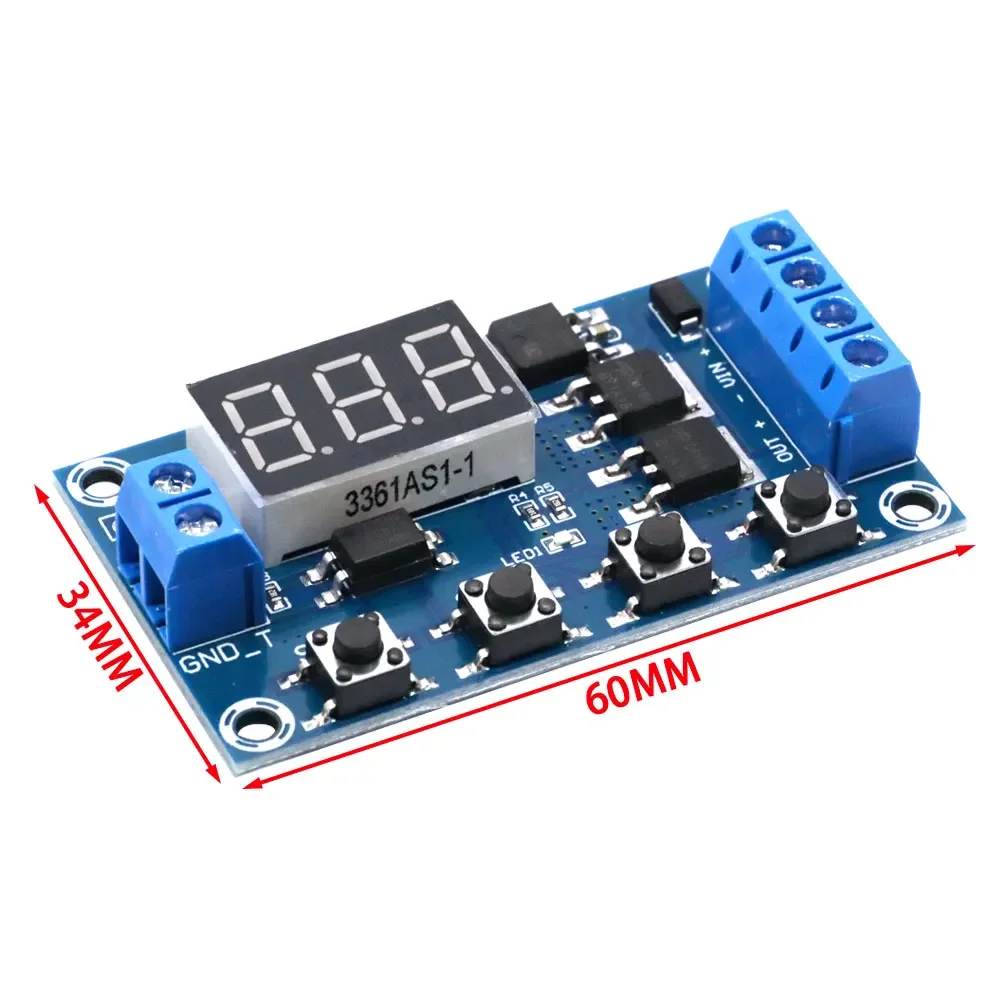 Фото Цифровой LED-таймер-реле DC 12В/24В, высокоточный модуль с двойным MOSFET-выключателем для промышленной автоматизации №3