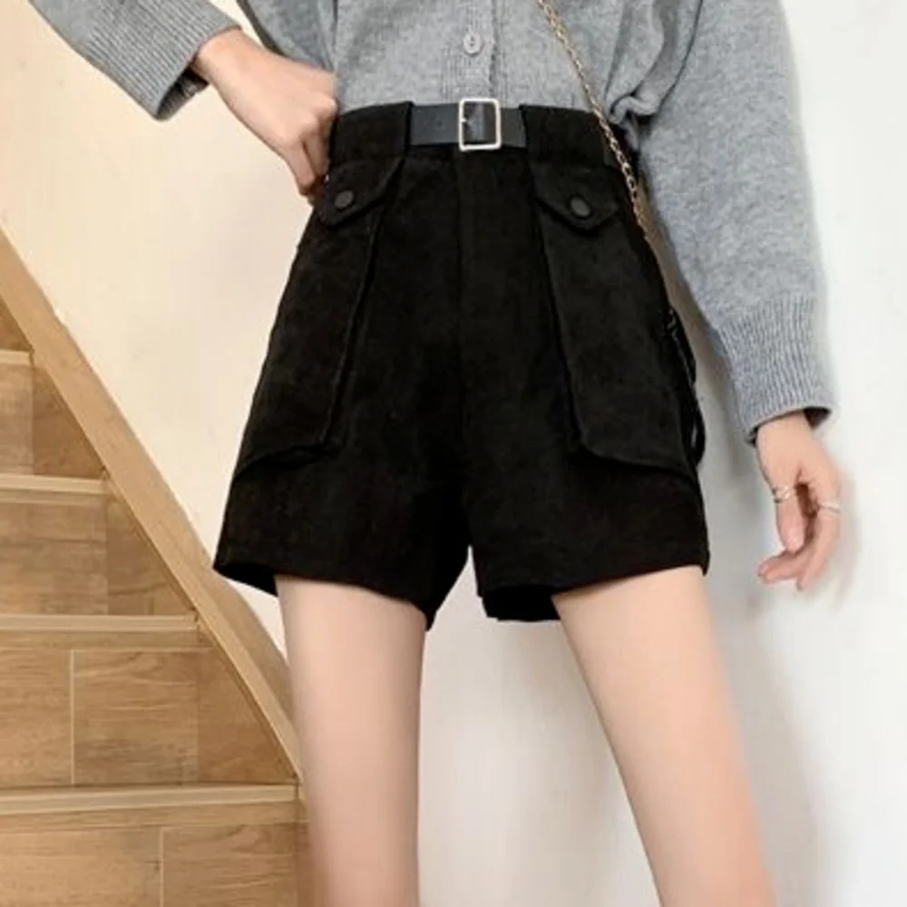 

Fashion New Summer Women High Waist Button Wigh Leg Jeans Shorts Casual Female Loose Fit Blue Denim Shorts