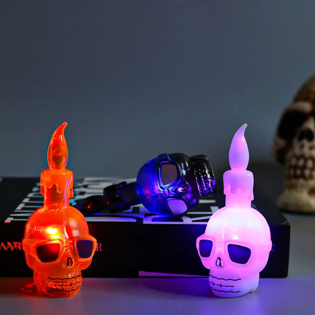 

Halloween Decor Realistic Flameless Halloween Skull Lamp Battery-operated Skeleton Head Candle Decoration for Spooky Party Table