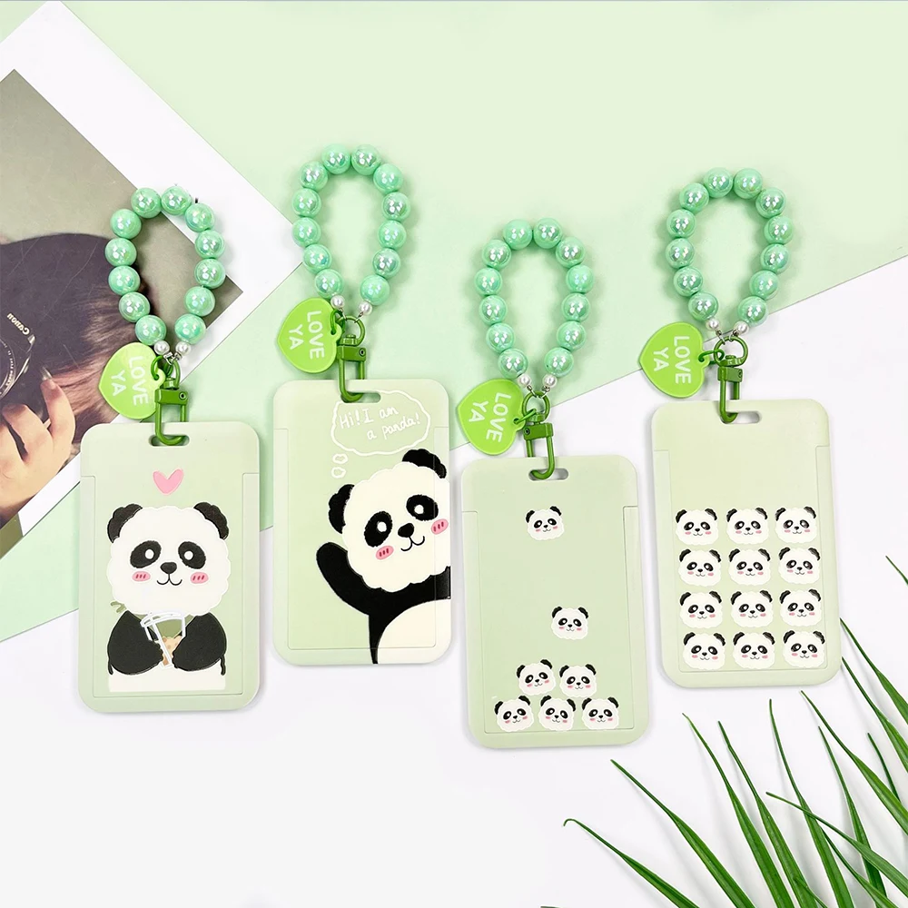 

Newly Arrived~ Bamboo Leaf Panda Photocard Holder Sliding Cover Kpop Photo Display Holder ID Bus Card Protective Case Keychain