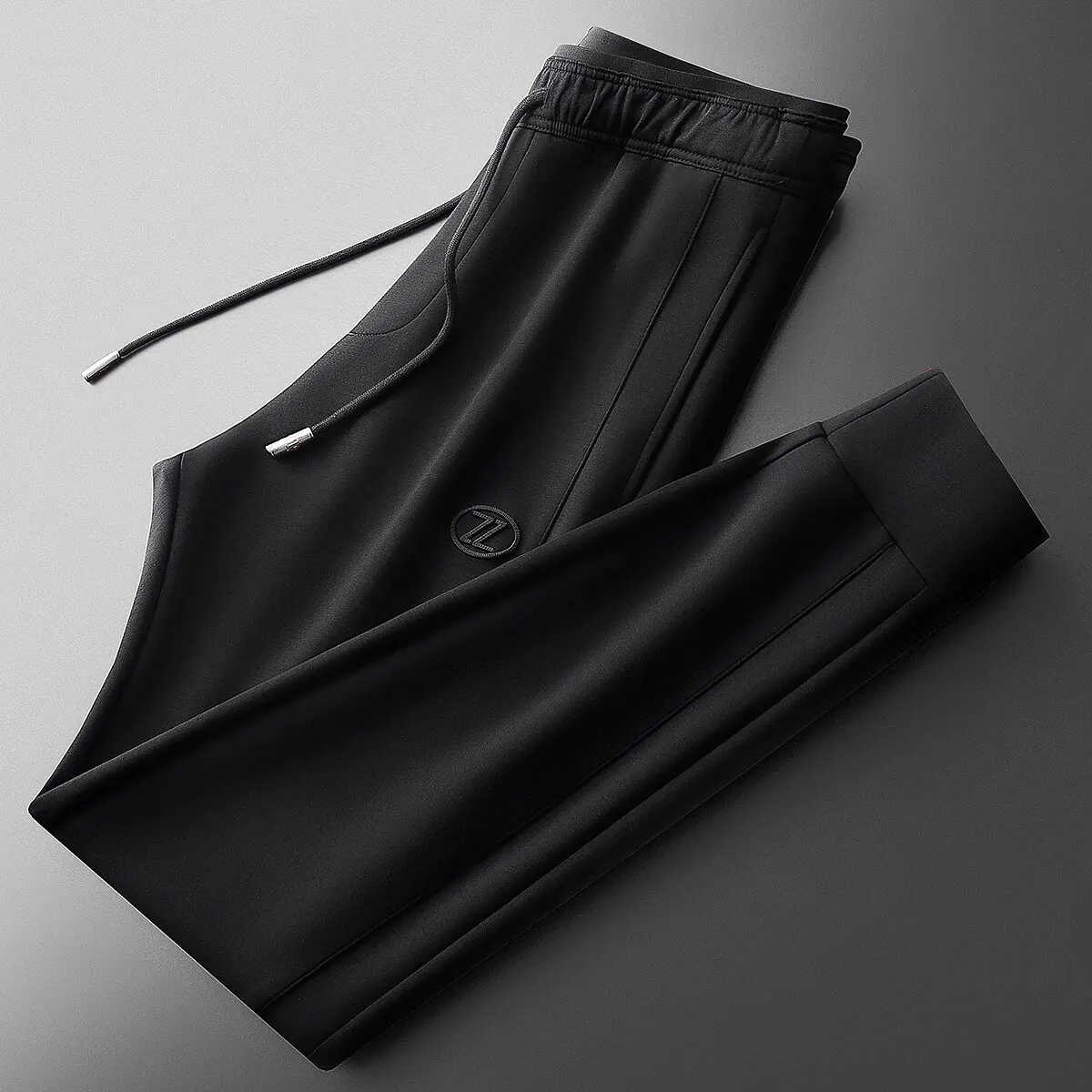 Осенне-зимняя мода с однотонными хлопковыми брюками воздушным слоем для мужчин