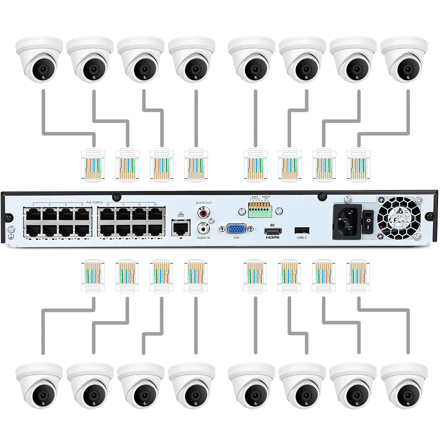 

Uniview customized H.265 16CH 4K 8MP NVR with 16chs POE Ports,with 2 SATA HDD slots