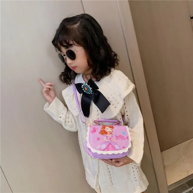 Disney Frozen Princess Shoulder Bag for Girl Kid Cute Cartoon Crossbody Bag Waterproof Large Capacity Portable Mini Bag