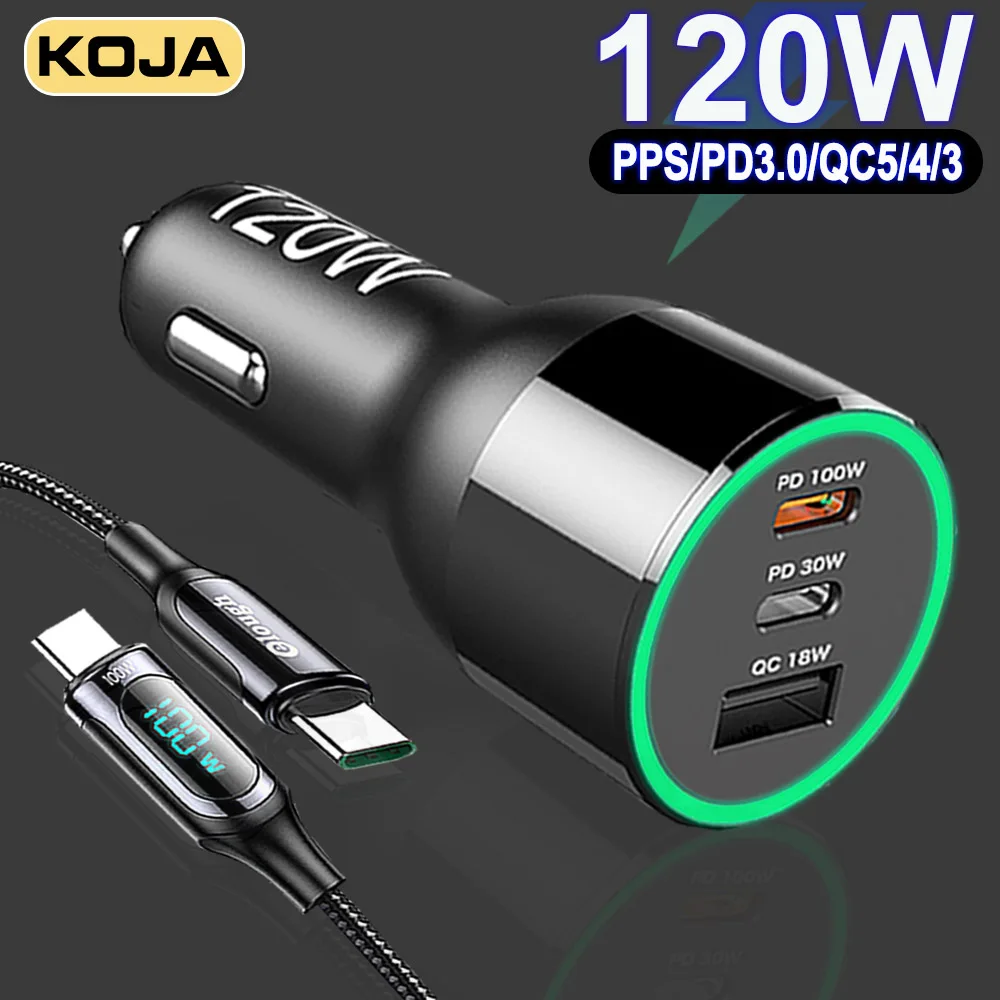 3-Port USB C Car Charger 120W Quick Charge PD 100W PPS 30W QC3.0 18W For Type-C Laptop MacBook Iphone 12 Xiaomi Phone Cherger
3-Port USB C Car Charger 120W Quick Charge PD 100W PPS 30W QC3.0 18W For Type-C Laptop MacBook Iphone 12 Xiaomi Phone Cherger
