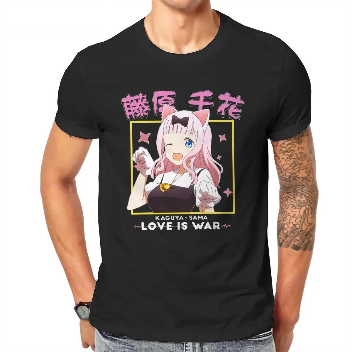 Kaguya sama Love Is War Chika Fujiwara T Shirts for Men Pure Cotton Amazing T-Shirts O Neck Tee Shirt Short Sleeve Clothes