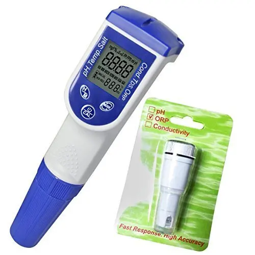 

Multi-Parameter 6-in-1 Waterproof pH/ORP/TDS/EC (Conductivity)/Salinity/Temp Meter Water Quality Tester Kit