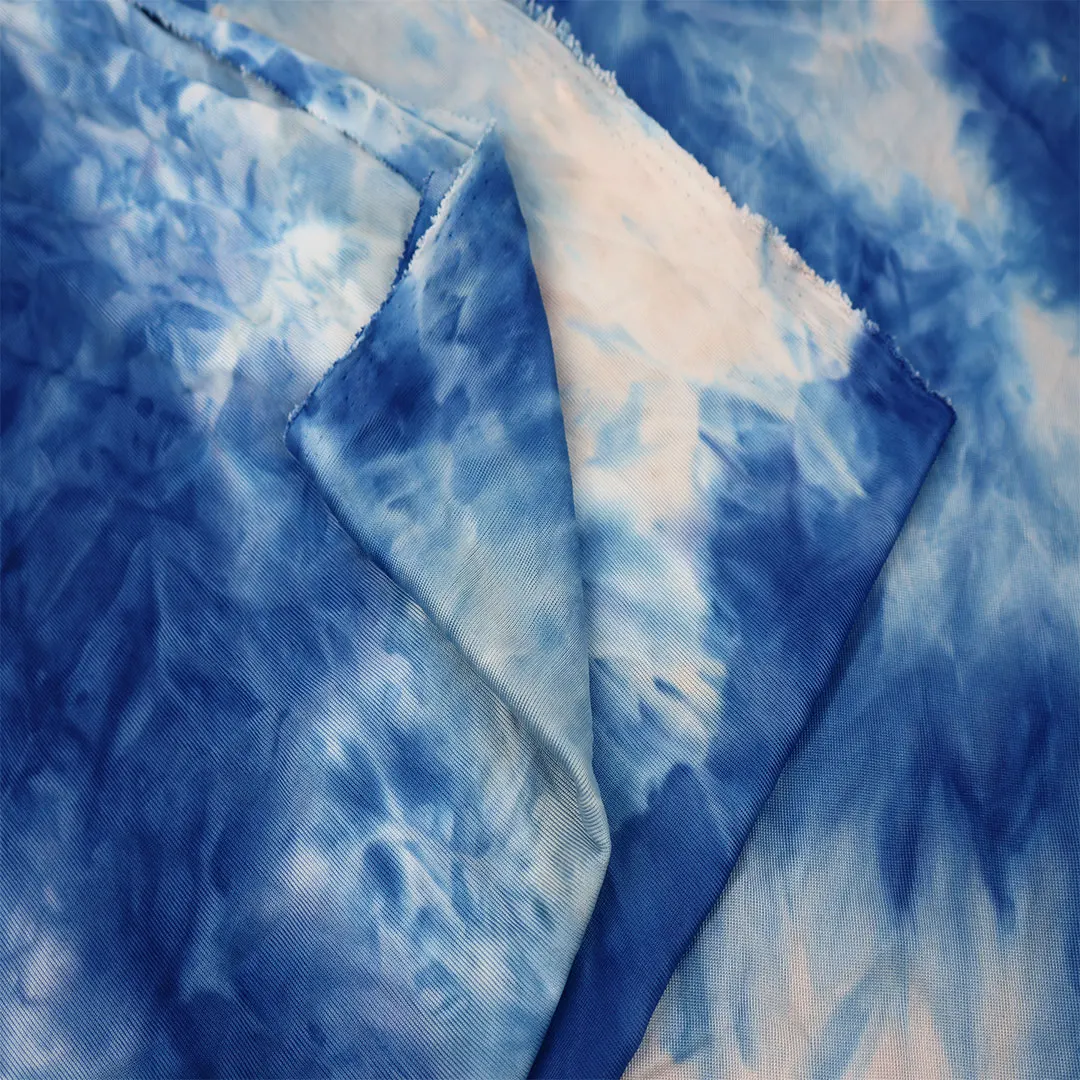 

Knitted Tie-dye Fabric Dark Blue Apricot Rayon Home Textile Stretch Rib Knit 230g Per Meter Decorative Garment