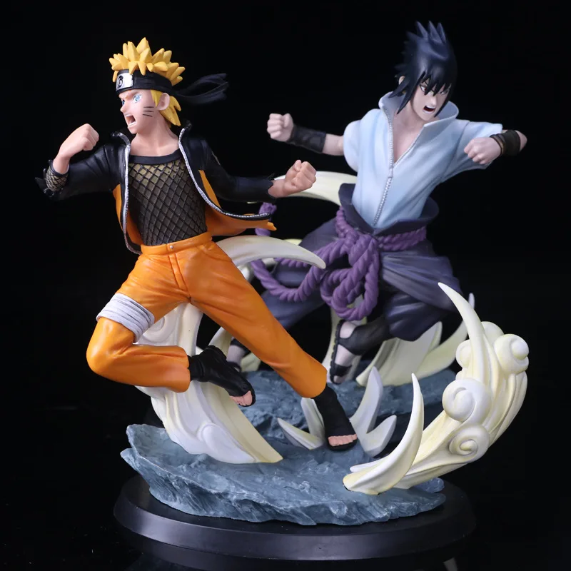 

Anime Naruto Shippuden Action Figure Uzumaki Naruto VS Uchiha Sasuke Battle Figma Statue Model Collectible Toy for Children Gift