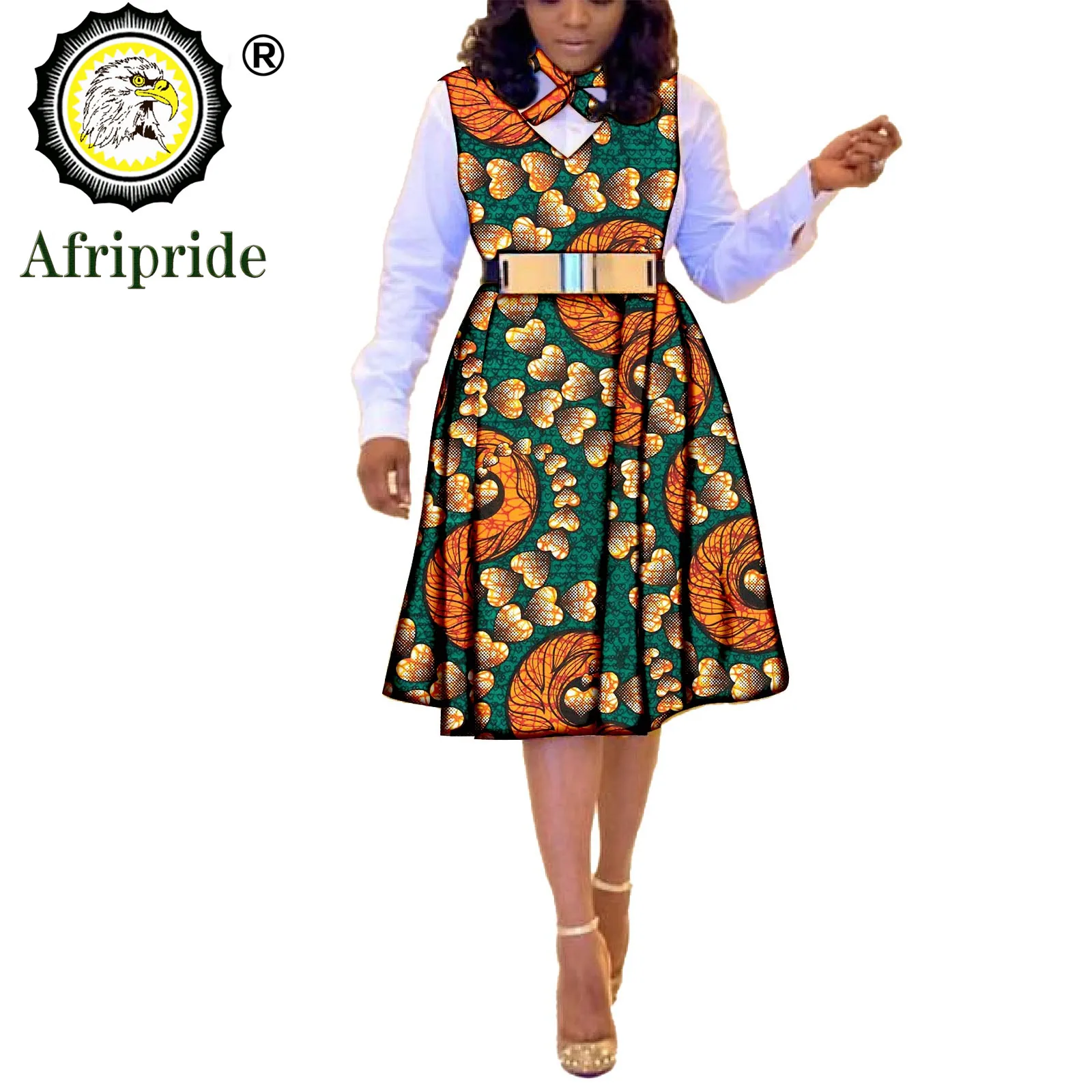 Vestidos africanos con estampado a juego para mujer, ropa africana con manga y cuello en V, trajes con estampado Ankara, talla grande, Bazin Riche S2025041