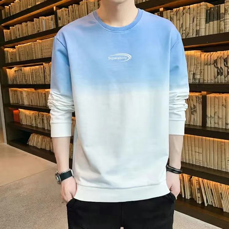 

2022 New Arrive Mens T Shirts Fashion O-Neck casual Long Sleeve T-Shirt Gradient band Clothing T Shirt Homme
