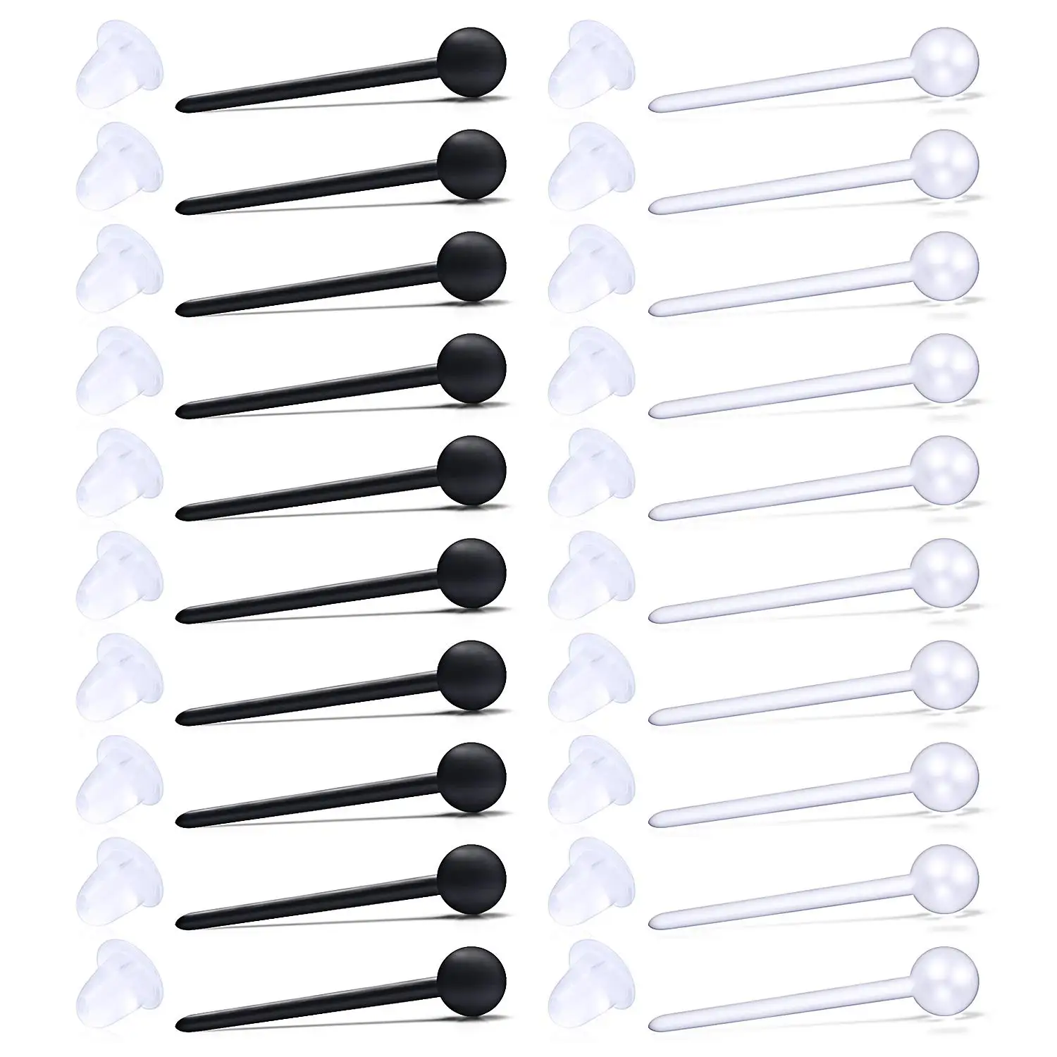 Ball Flat Flexible Bioplast PVC Plastic Blank Ear Nose Pin Bone Stud Nickel Free Earrings Piercing Retainers 20G